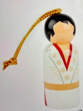 Drake General Store "ELVIS" wooden peg ornament. NWT